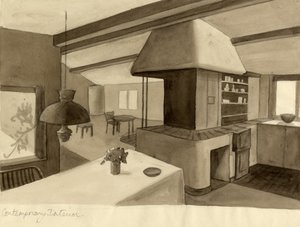 「コンテンポラリーインテリア」、1950年頃。 作： Shirley Markham