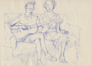 ギターとカップル、c1950。 作： Shirley Markham