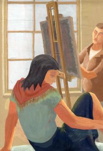 デッサン教室のモデルと生徒、c1950。 作： Shirley Markham