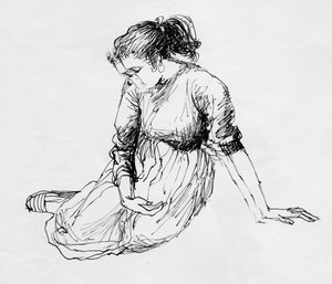 座っている女性、c1950。