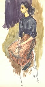 座っている女性、c1950。 作： Shirley Markham