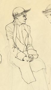 帽子をかぶって座っている女性、1953 年。