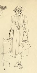 帽子をかぶって立っている女性、1953 年。