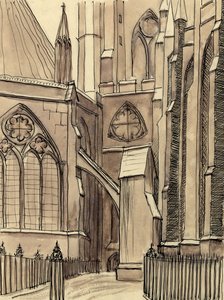 チャプター ハウス、ウェストミンスター寺院、ロンドン、1950 年頃。 作： Shirley Markham
