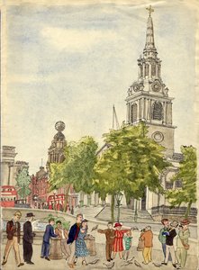 トラファルガー広場、ロンドン、1948 年。 作： Shirley Markham