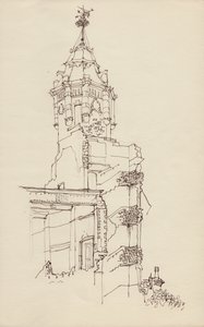 廃墟の塔、1950 年頃。 作： Shirley Markham