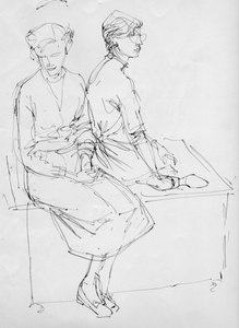 座っている 2 人の女性、1953 年。