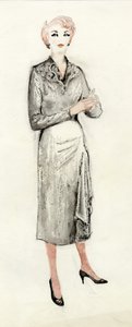 黒いドレスを着た女性、1950年頃。 作： Shirley Markham