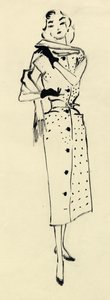 斑点のあるドレスを着た女性、1950年頃。
