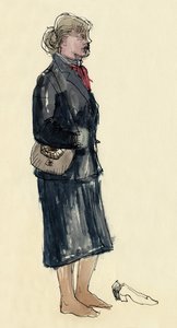 靴下を履いた女性、1953年。