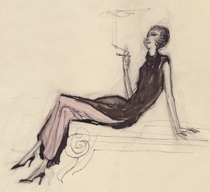 喫煙する女性、c1950。 作： Shirley Markham