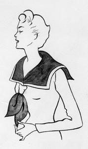 セーラー トップの女性、1950 年頃。 作： Shirley Markham