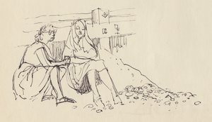 浜辺の女性、イングランド南海岸、1950 年頃。 作： Shirley Markham