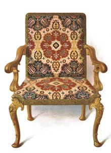 刺繍で覆われた金色の椅子、1906