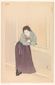 窓の前で読書する女性 作： Shodo Yukawa