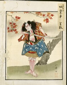 俳優の肖像画のアルバムからの葉、c。 1790～1810年。 作： Shorakusai
