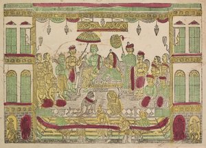 王宮のラーマとシーター、1800年代。 作： Shri Gobinda Chandra Roy