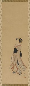 羽子板と羽根を弾く少女 江戸時代・18世紀 作： Shunsho