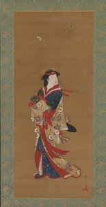 蝶のある美しさ、18世紀。 作： Shunsho