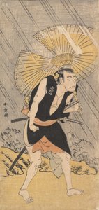 小野貞九郎役の俳優中村中蔵。 1766年。 作： Shunsho