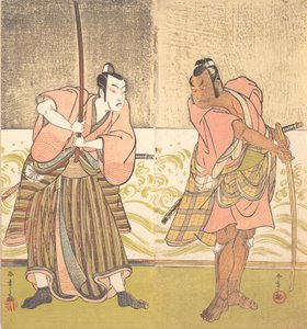 俳優の二代目坂田半五郎と俳優の四代目松本幸四郎、18世紀後半。 作： Shunsho