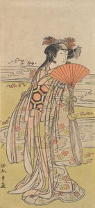 俳優 瀬川菊之丞 三代目 曲がりくねった小川のそばに立つ女 1777年。 作： Shunsho