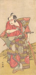 派手な袴を着た武士としての二代目市川八百蔵、おそらく1773年。