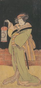 夜に立つ女としての第二の山下金作、約。 1779年。 作： Shunsho