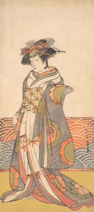三代目 瀬川菊之丞 波模様の駄戸の部屋に立つ女 1779年。 作： Shunsho