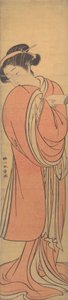 18世紀後半の赤服の女。 作： Shunsho