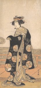 川沿いの家の縁側に立つ女としての吉沢いろは 1778年。