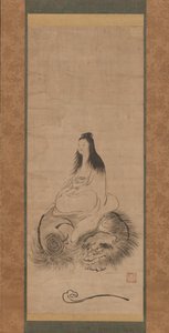 ライオンに乗った文珠、15世紀後半。 作： Shusei