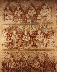 18世紀初頭のアユタヤ時代の天神を描いた壁画（石にペイント） 作： Siamese School