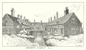 バーク州LyfordのAlmshouses(彫刻) 作： Sidney Heath