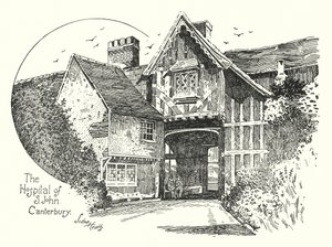 カンタベリーの聖ヨハネ病院（彫刻 作： Sidney Heath