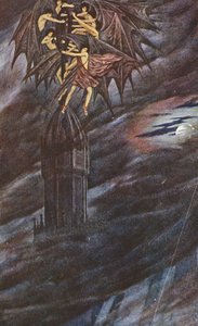 黄金伝説ルシファーと天使たち（カラーリトグラフ） 作： Sidney Meteyard