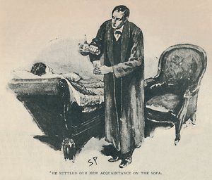 彼は私たちの新しい知人をソファに置いた、1892