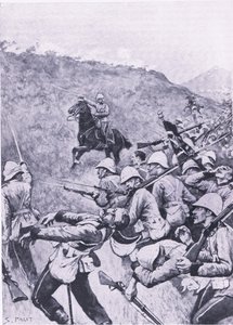 ラングスネック、1881年1月28日（第一次ボーア戦争）、陸と海でのイギリスの戦いのイラスト、1915 作： Sidney Paget