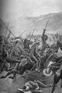 メキシコのランサーがイリノイ兵士を起訴、1902 作： Sidney Paget