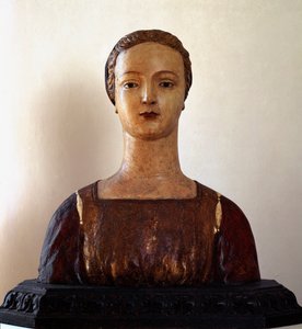 若い女性 (木彫ポリクローム) 作： Sienese School