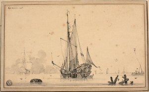 停泊中の船と積み上げられた港のシーン 作： Sieuwert van der Meulen