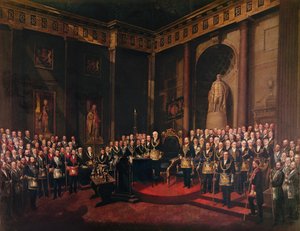 1869年12月1日、元グランドマスターとしてのHRHプリンスオブウェールズのレセプション 作： Sigismund Rosenthal
