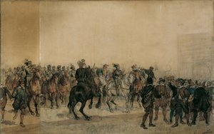 胸甲騎兵アンリ デュバル ダンピエール伯爵が城の中庭に到着 作： Sigmund L