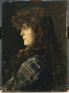 女性の頭またはGabbrigiana 作： Silvestro Lega
