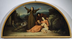 飢饉のルネット、シルヴェストロ・レガ（1826-1895）作、カントン礼拝堂、モディリアーナ、エミリア・ロマーニャ 作： Silvestro Lega