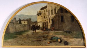 戦争のルネット、シルベストロ・レガ（1826-1895）作、カントン・オラトリオ、モディリアーナ、エミリア・ロマーニャ州 作： Silvestro Lega