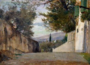 シルベストロ・レガ（1826-1895）作「フィレンツエのペレグリーノ礼拝堂」油彩・パネル、24x35cm、イタリア