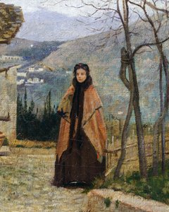 シルベストロ・レガ作「The Visit」（詳細 作： Silvestro Lega