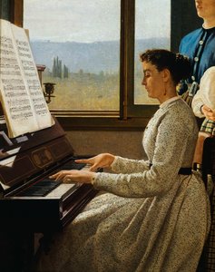 シルベストロ・レガ（1826-1895）作「ムクドリの歌」油彩・キャンバス、細部 作： Silvestro Lega