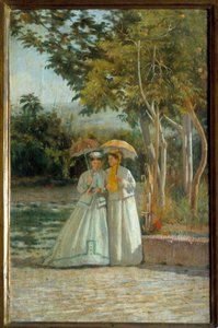 庭園の散歩 シルベストロ・レガ（18126-1895）の絵画 19世紀 フィレンツェ近代美術館所蔵